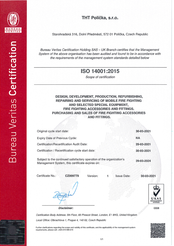 Burreau Veritas - Certificate ISO 14001