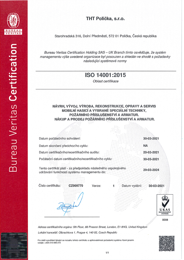 Burreau Veritas - Certifikát ISO 14001